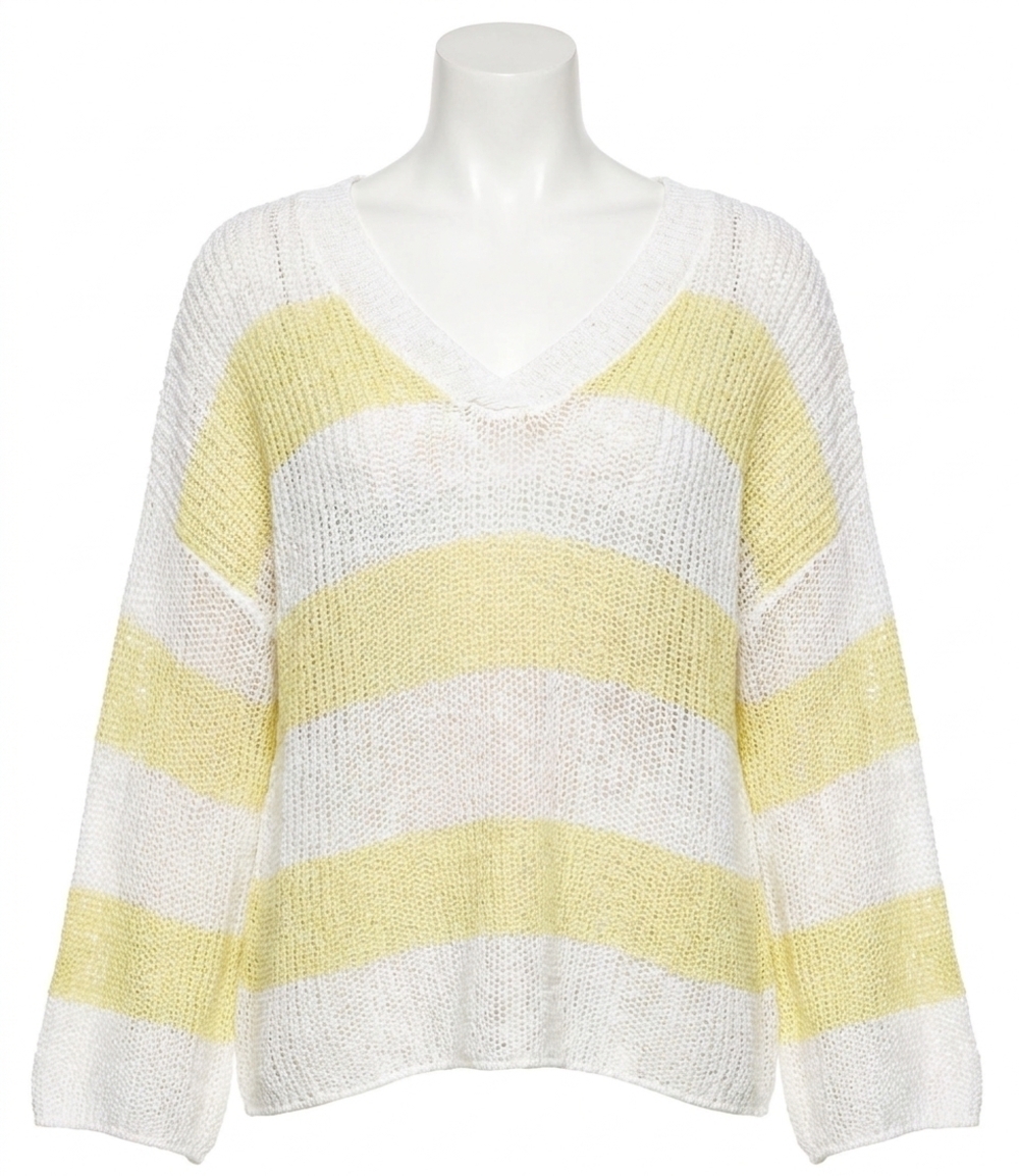 NEW POL evelyn open-knit top in white/yellow